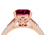Rose gold Princess Cut Garnet Split Shank Engagement Ring with Pavé Band_4