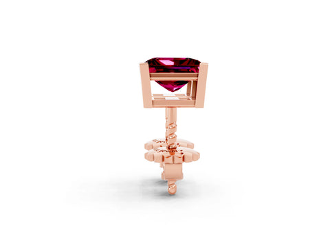 Rose gold Princess Cut Garnet Stud Earrings_26