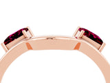 Rose gold Princess Cut Garnet Two-Stone Open Band Ring with Four-Prong Setting_10
