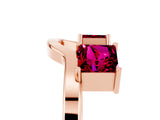 Rose gold Princess Cut Garnet Two-Stone Open Band Ring with Four-Prong Setting_11