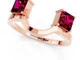 Rose gold Princess Cut Garnet Two-Stone Open Band Ring with Four-Prong Setting_7