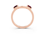 Rose gold Princess Cut Garnet Two-Stone Open Band Ring with Four-Prong Setting_9