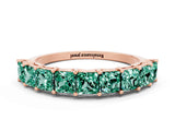 Rose gold Princess Cut Green Sapphire Channel-Set Eternity Band with Prong Setting_6