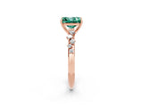 Rose gold Princess Cut Green Sapphire Cluster Side Stone Solitaire Ring with Prong Setting_27