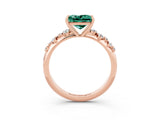 Rose gold Princess Cut Green Sapphire Cluster Side Stone Solitaire Ring with Prong Setting_28