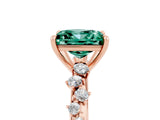 Rose gold Princess Cut Green Sapphire Cluster Side Stone Solitaire Ring with Prong Setting_30