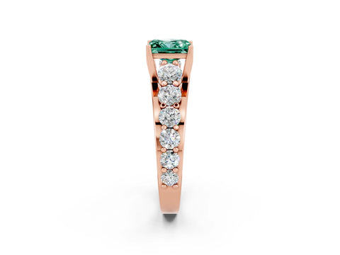 Rose gold Princess Cut Green Sapphire Engagement Ring with Pavé Band and Four-Prong Setting_2