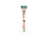 Rose gold Princess Cut Green Sapphire Engagement Ring with Side Stone Accents and Four-Prong Setting_41