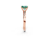 Rose gold Princess Cut Green Sapphire Engagement Ring with Side Stone Accents and Four-Prong Setting_62