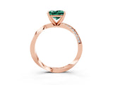 Rose gold Princess Cut Green Sapphire Engagement Ring with Side Stone Accents and Four-Prong Setting_63