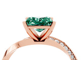 Rose gold Princess Cut Green Sapphire Engagement Ring with Side Stone Accents and Four-Prong Setting_64