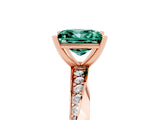 Rose gold Princess Cut Green Sapphire Engagement Ring with Side Stone Accents and Four-Prong Setting_65