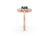Rose gold Princess Cut Green Sapphire Floral Double Halo Engagement Ring with Prong Setting_62