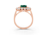 Rose gold Princess Cut Green Sapphire Floral Double Halo Engagement Ring with Prong Setting_63