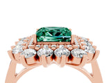 Rose gold Princess Cut Green Sapphire Floral Double Halo Engagement Ring with Prong Setting_64