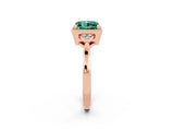 Rose gold Princess Cut Green Sapphire Halo Ring with Tapered Band and Four-Prong Setting_2