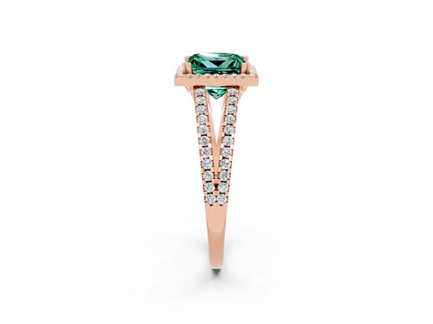 Rose gold Princess Cut Green Sapphire Halo Split Shank Engagement Ring_14