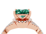 Rose gold Princess Cut Green Sapphire  Halo Twist Band Solitaire Prong Setting Ring_28