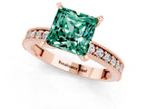 Rose gold Princess Cut Green Sapphire Milgrain Pavé Engagement Ring with Four-Prong Setting_13