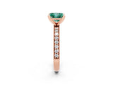 Rose gold Princess Cut Green Sapphire Milgrain Pavé Engagement Ring with Four-Prong Setting_14