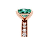 Rose gold Princess Cut Green Sapphire Milgrain Pavé Engagement Ring with Four-Prong Setting_17