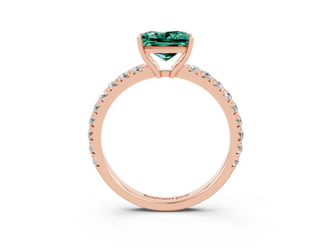 Rose gold Princess Cut Green Sapphire Pavé Solitaire Engagement Ring with Four-Prong Setting_15