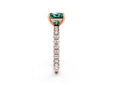 Rose gold Princess Cut Green Sapphire Pavé Solitaire Ring with Round Band and Prong Setting_26