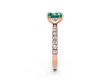 Rose gold Princess Cut Green Sapphire Pave Band Solitaire Ring with Four-Prong Setting_26