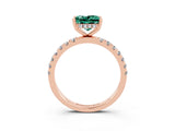 Rose gold Princess Cut Green Sapphire Pave Band Solitaire Ring with Four-Prong Setting_27