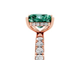 Rose gold Princess Cut Green Sapphire Pave Band Solitaire Ring with Four-Prong Setting_29