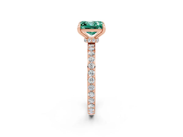 Rose gold Princess Cut Green Sapphire Pavé Engagement Ring with Round  Accents and Prong Setting