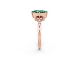 Rose gold Princess Cut Green Sapphire Ring with Side Stones and Four-Prong Setting_38