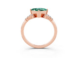 Rose gold Princess Cut Green Sapphire Ring with Side Stones and Four-Prong Setting_39