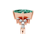 Rose gold Princess Cut Green Sapphire Ring with Side Stones and Four-Prong Setting_41