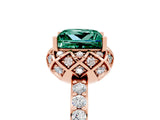 Rose gold Princess Cut Green Sapphire Scalloped Halo Engagement Ring with Round Shared Prong Band_17