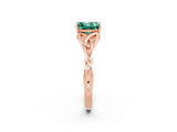 Rose gold Princess Cut Green Sapphire Solitaire Celtic Knot Ring with Four-Prong Setting_14