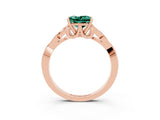 Rose gold Princess Cut Green Sapphire Solitaire Celtic Knot Ring with Four-Prong Setting_15