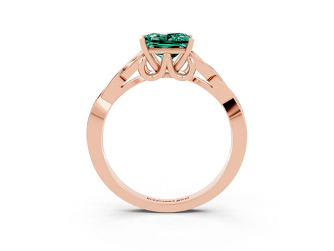 Rose gold Princess Cut Green Sapphire Solitaire Celtic Knot Ring with Four-Prong Setting_15