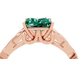Rose gold Princess Cut Green Sapphire Solitaire Celtic Knot Ring with Four-Prong Setting_16