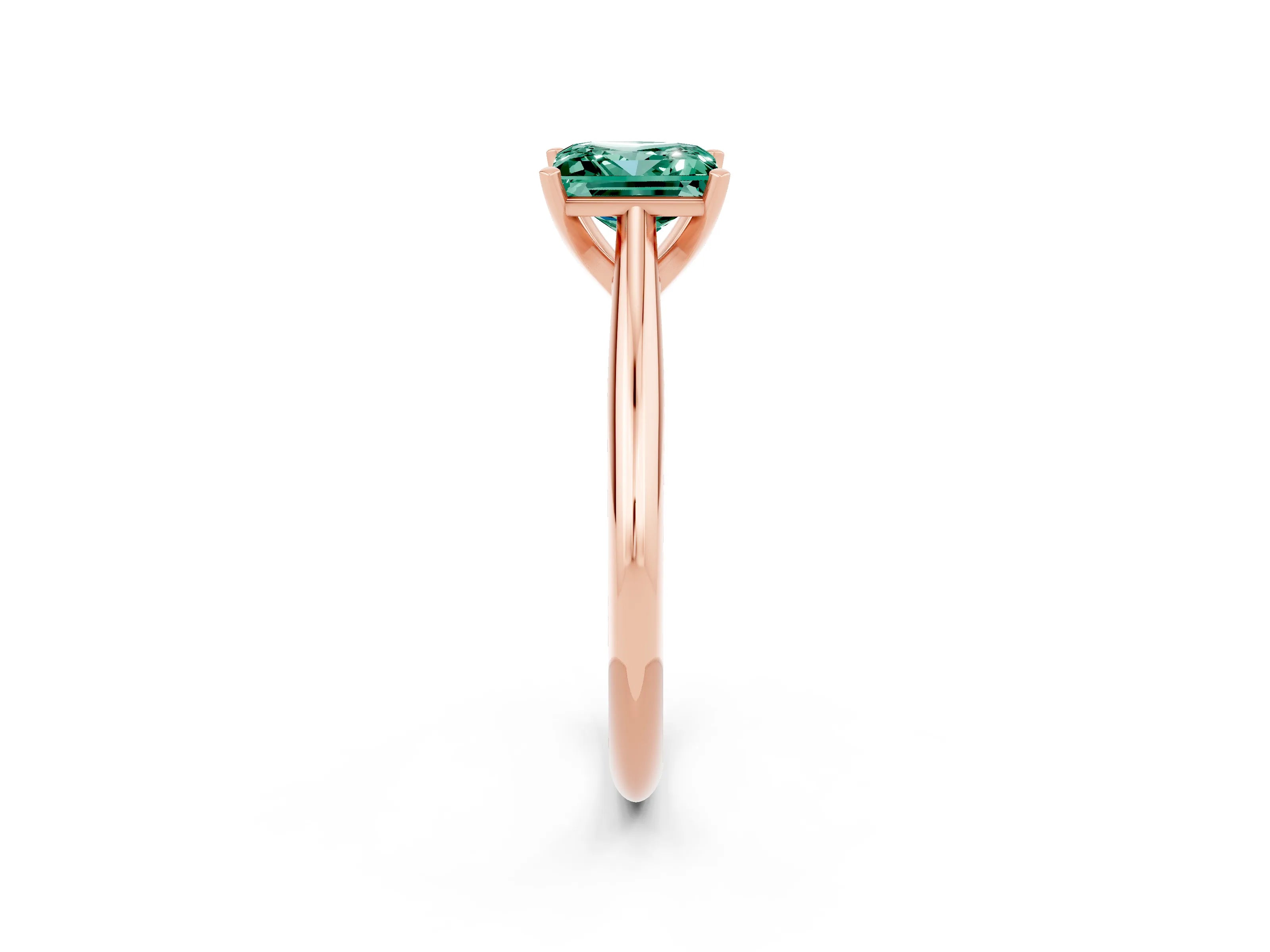 Rose gold Princess Cut Green Sapphire Solitaire Engagement Ring with Cathedral Setting and Four-Prong Mount_14