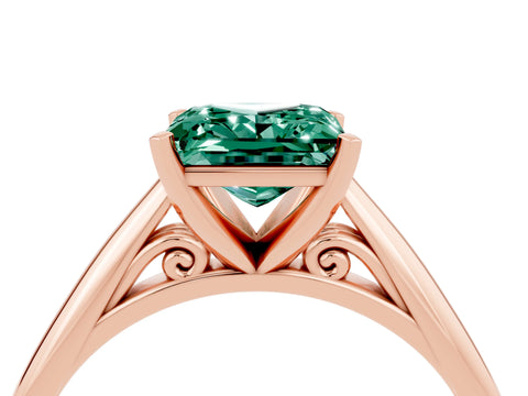 Rose gold Princess Cut Green Sapphire Solitaire Engagement Ring with Cathedral Setting and Four-Prong Mount_16