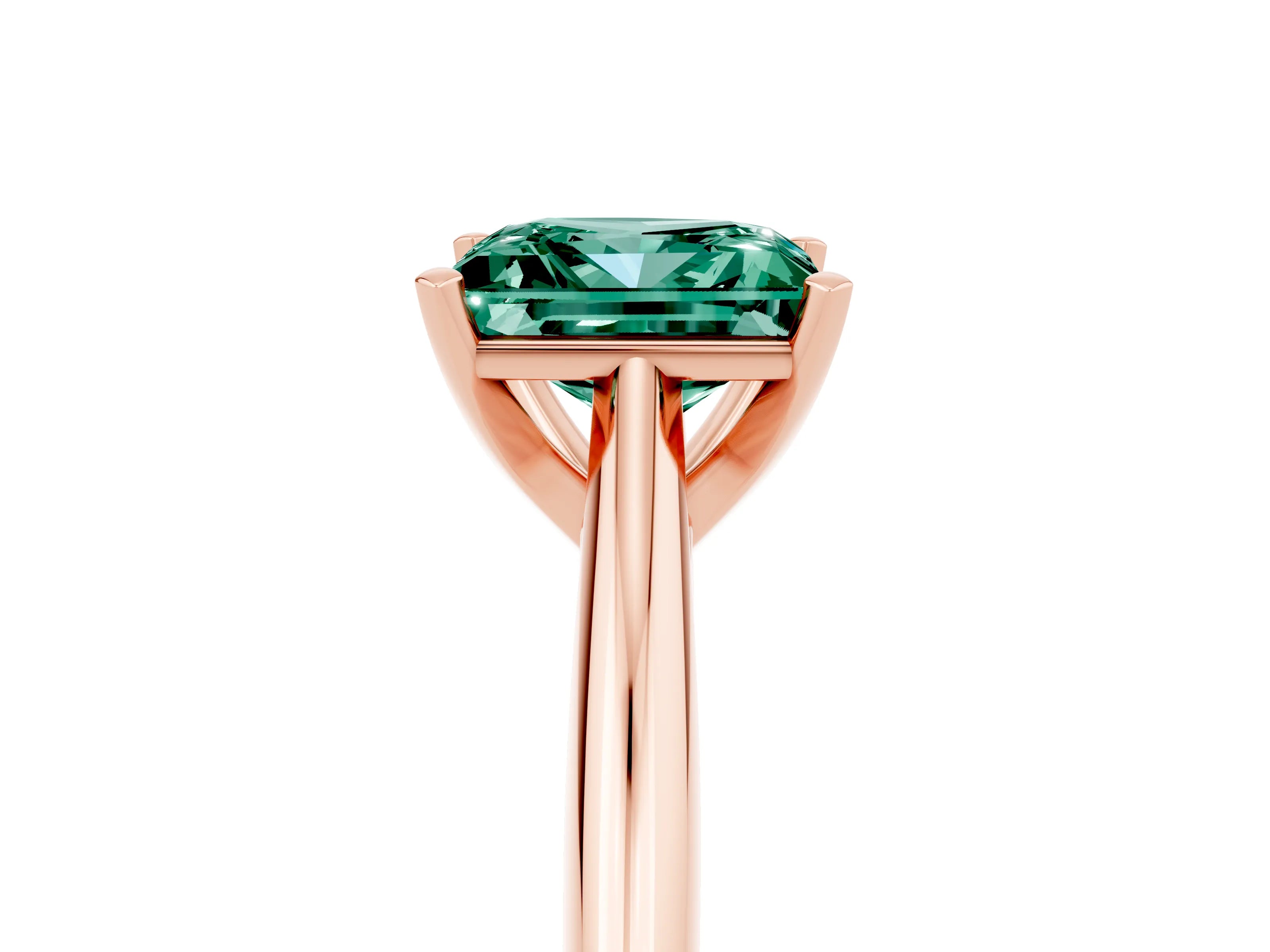 Rose gold Princess Cut Green Sapphire Solitaire Engagement Ring with Cathedral Setting and Four-Prong Mount_17