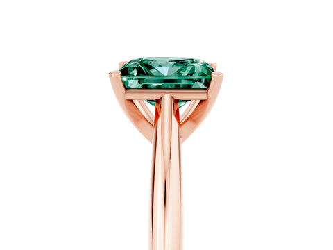 Rose gold Princess Cut Green Sapphire Solitaire Engagement Ring with Cathedral Setting and Four-Prong Mount_17