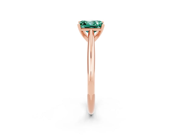 Rose gold Princess Cut Green Sapphire Solitaire Engagement Ring with Cathedral Setting and Four-Prong Mount