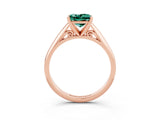 Rose gold Princess Cut Green Sapphire Solitaire Engagement Ring with Cathedral Setting and Four-Prong Mount_21