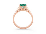 Rose gold Princess Cut Green Sapphire Solitaire Engagement Ring with Cathedral Setting and Four-Prong Mount_27