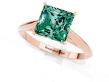 Rose gold Princess Cut Green Sapphire Solitaire Engagement Ring with Cathedral Setting and Four-Prong Mount_67