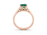 Rose gold Princess Cut Green Sapphire Solitaire Engagement Ring with Cathedral Setting and Four-Prong Mount_69
