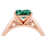 Rose gold Princess Cut Green Sapphire Solitaire Engagement Ring with Cathedral Setting and Four-Prong Mount_70