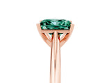 Rose gold Princess Cut Green Sapphire Solitaire Engagement Ring with Cathedral Setting and Four-Prong Mount_71